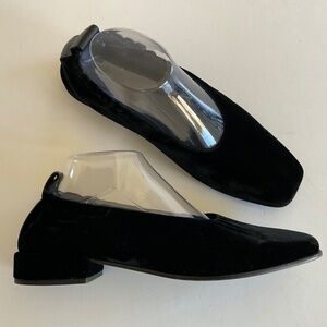 COS Black Velvet Square Toe Slip-On Loafer Size EU 39